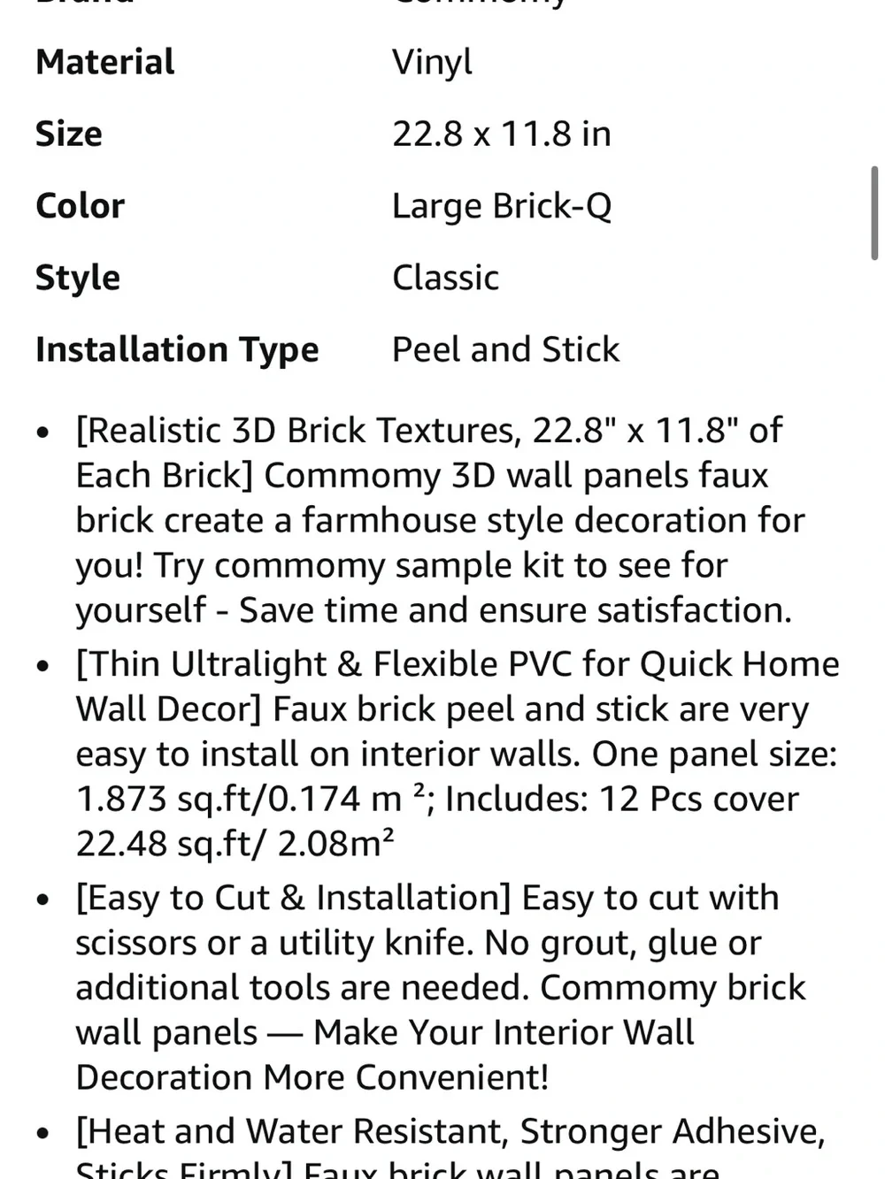 NEW Commomy Red Brick 3D Peel & Stick Wall Panels - 12 pcs 22.8in by 11.8in